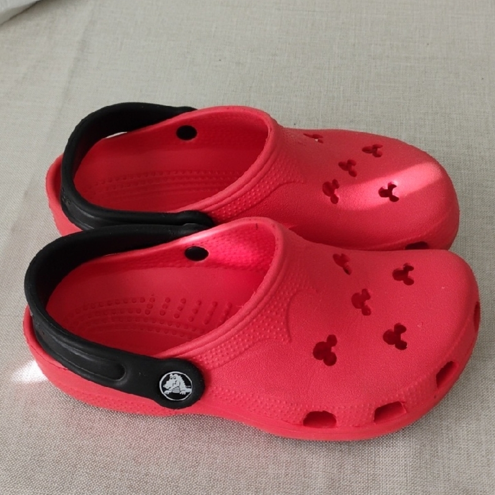 Kids Red Crocs with Black Strap